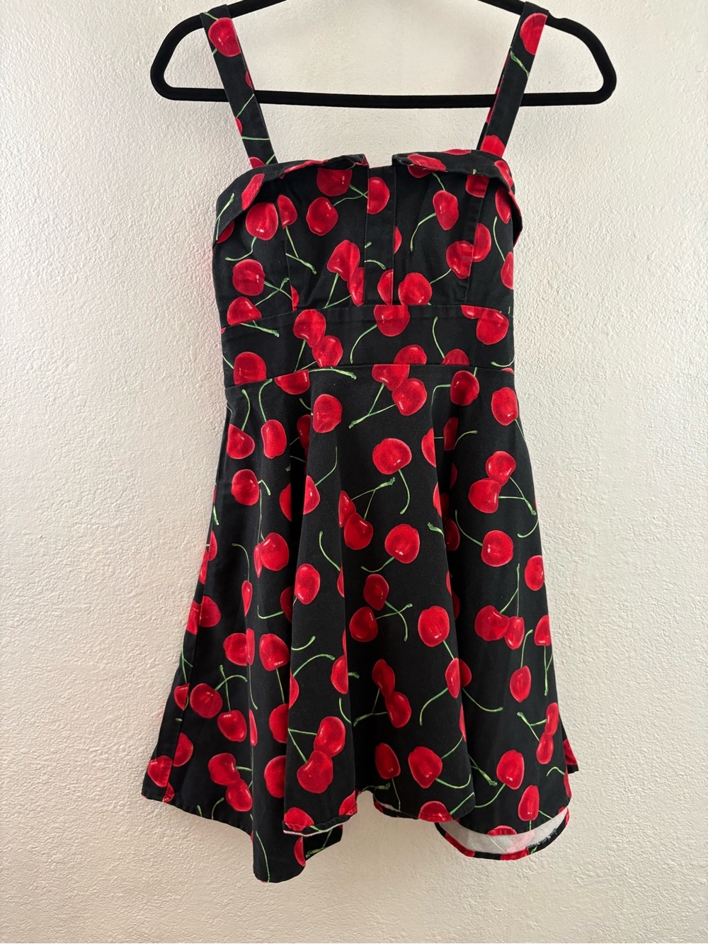 Ixia cherry print dress cherry pattern pinup swing silhouette size M